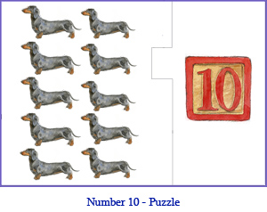 Easy (Two Piece) Number Puzzle Ten – 10 Dachshund Dogs